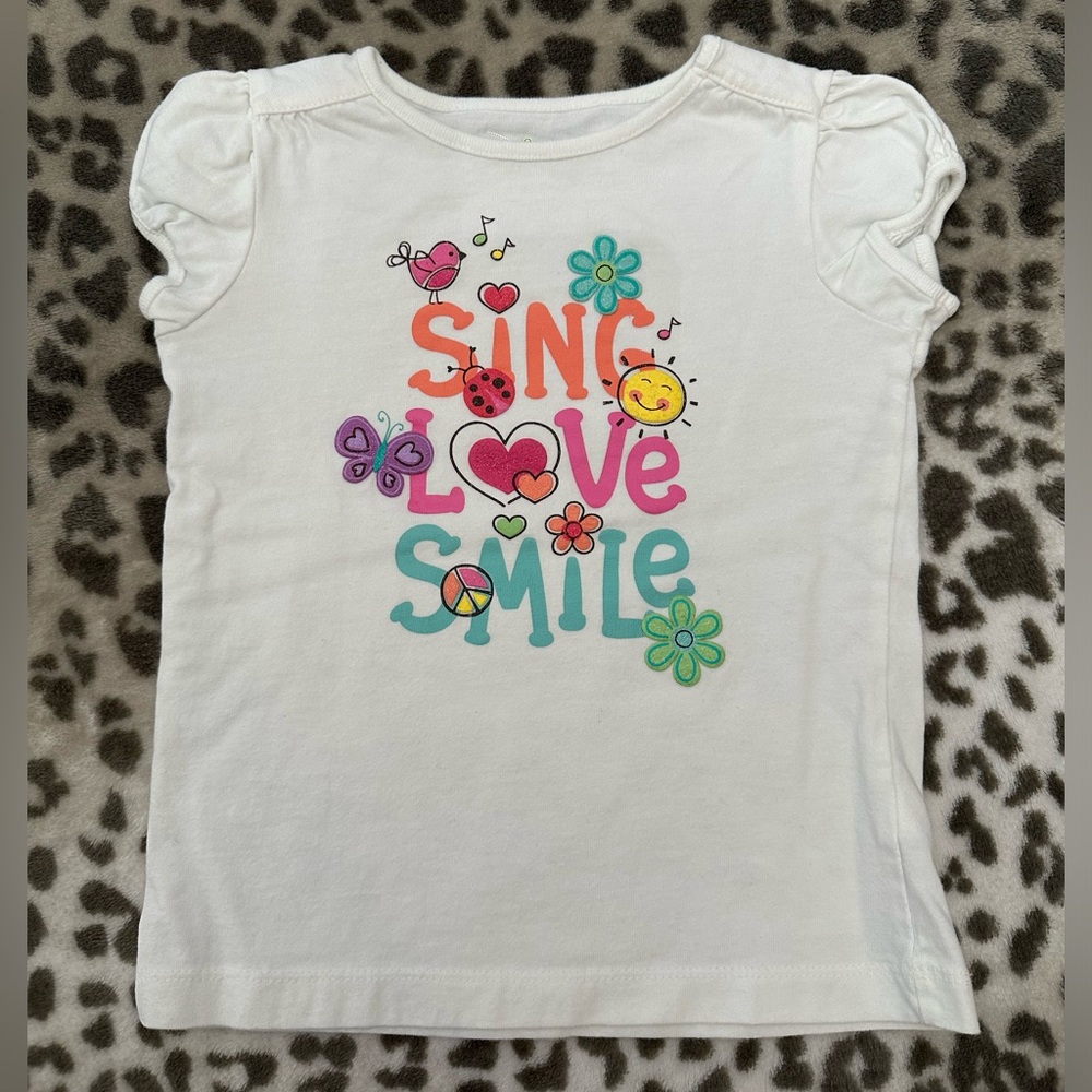 Jumping Beans Spring Graphic Tee in White Size 4